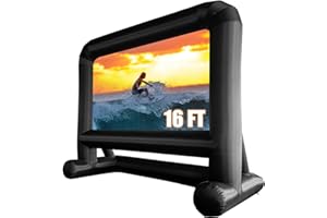 HuaKastro 16 FT Outdoor Inflatable Projector Screen – One-Piece Design, Easy Setup Blow-Up Screen with Quiet Fan, Perfect for Backyard Movie Nights & Events (Stable Base)