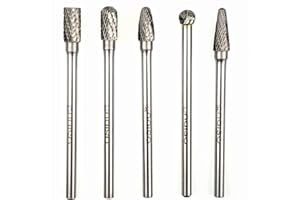 OSIDU Carbide Burrs Set 5pcs Extra Long Shank Carbide Rotery Burr File Double Cut 1/4 Inch Shank Long Burr Bits For Die Grinder Bits