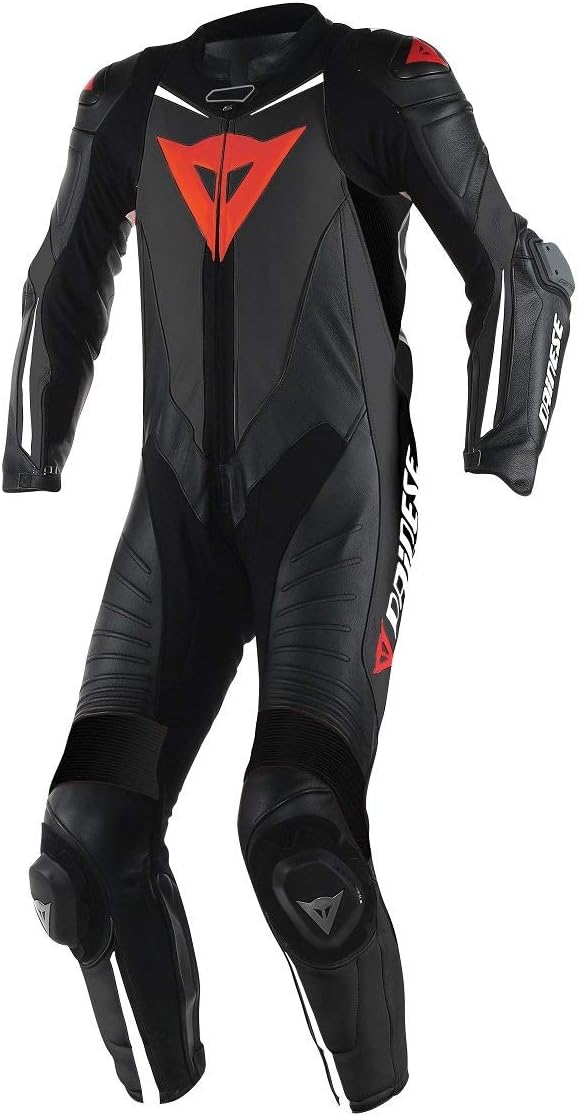 LEATHERAY Men's Fashion Motorbike Real Leather One Piece Suit with Armor Protection Black,XS-5XL
