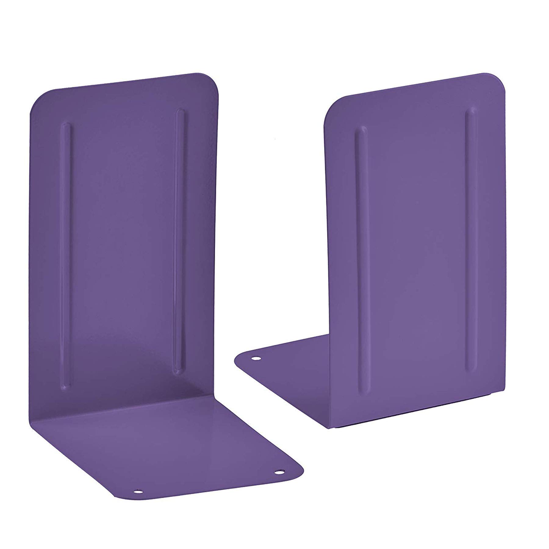 Acrimet Metal Bookends, Non-Skid Book Stand for Shelves, Heavy Duty Book Stopper, 17,5 cm H x 10 cm W x 11,5 cm D, Purple, 1 Pair — image 1