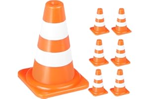 Alyoen 6Pcs 1" Mini Traffic Cones Small Tiny Toy for Kids, Miniature Orange Traffic Building Block Cone & Pretend Play Street Sign, Christmas Toy Cones