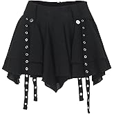 Sunidol Women's Y2K Gothic Punk Skirt High Waist Plaid Pleated Skorts Ruffles Fairy Grunge A-Line Skater Skirts