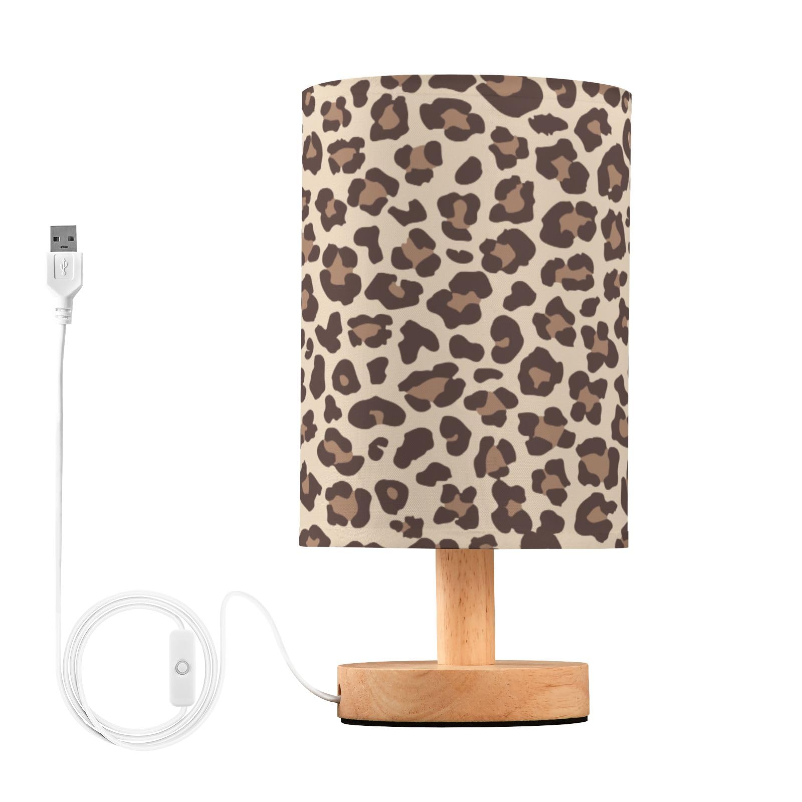 Mnsruu Small Table Lamp for Bedroom Leopard Print Cheetah Table Lamp Nightstand Lamp for Livingroom Office Reading Working Table Desk