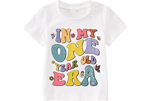 BOUTIKOME in My One-Seven Years Old Era Birthday Shirts Toddler Baby Girls T-Shirt Tees Party Outfits Short Sleeve Tops