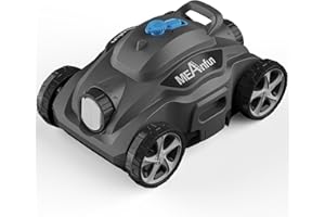 MEANFUN 2024 New Cordless Robotic Pool Vacuum Cleaner, Last 110 Mins & Clean 1076 Sq. Ft for Above Ground and Inground Pool Robot - 5800mah Automatic Parking Pools Cleaning Tools PC01 Grey