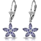2.8 Carat 14k Solid White Gold Leverback Earrings Natural Tanzanite