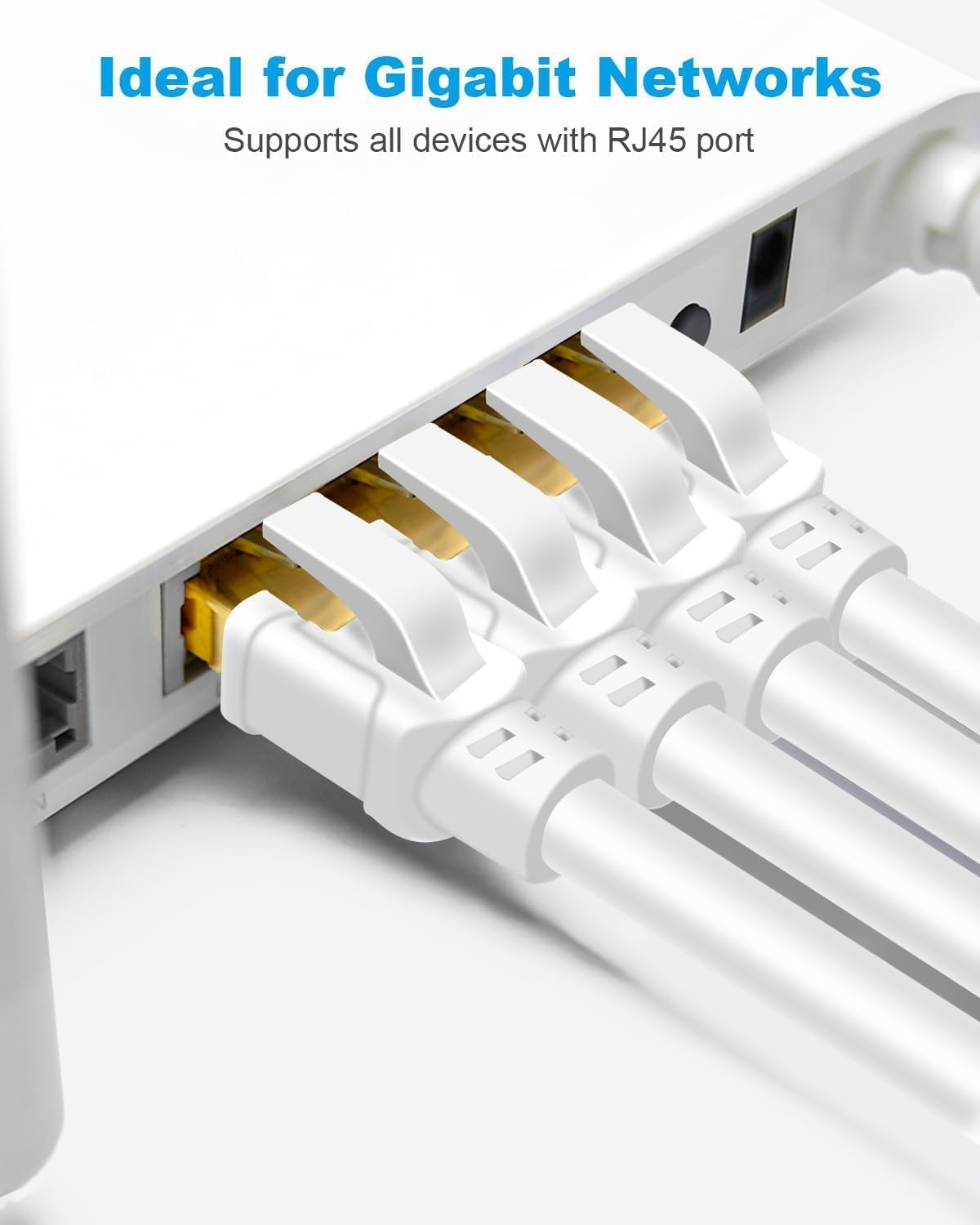 DDMALL CAT 8 Ethernet Kabel 5 Meter, Hochgeschwindigkeit F/FTP Netzwerkkabel 40Gbps 2000MHz Internet LAN Kabel mit Vergoldetem RJ45 für Router, Modem, Gaming (5m, weiß) 2
