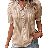Womens Lace V Neck Plain Lace Top Fashion Solid Color Short Sleeve Plus Size Elevate Your Summer Style