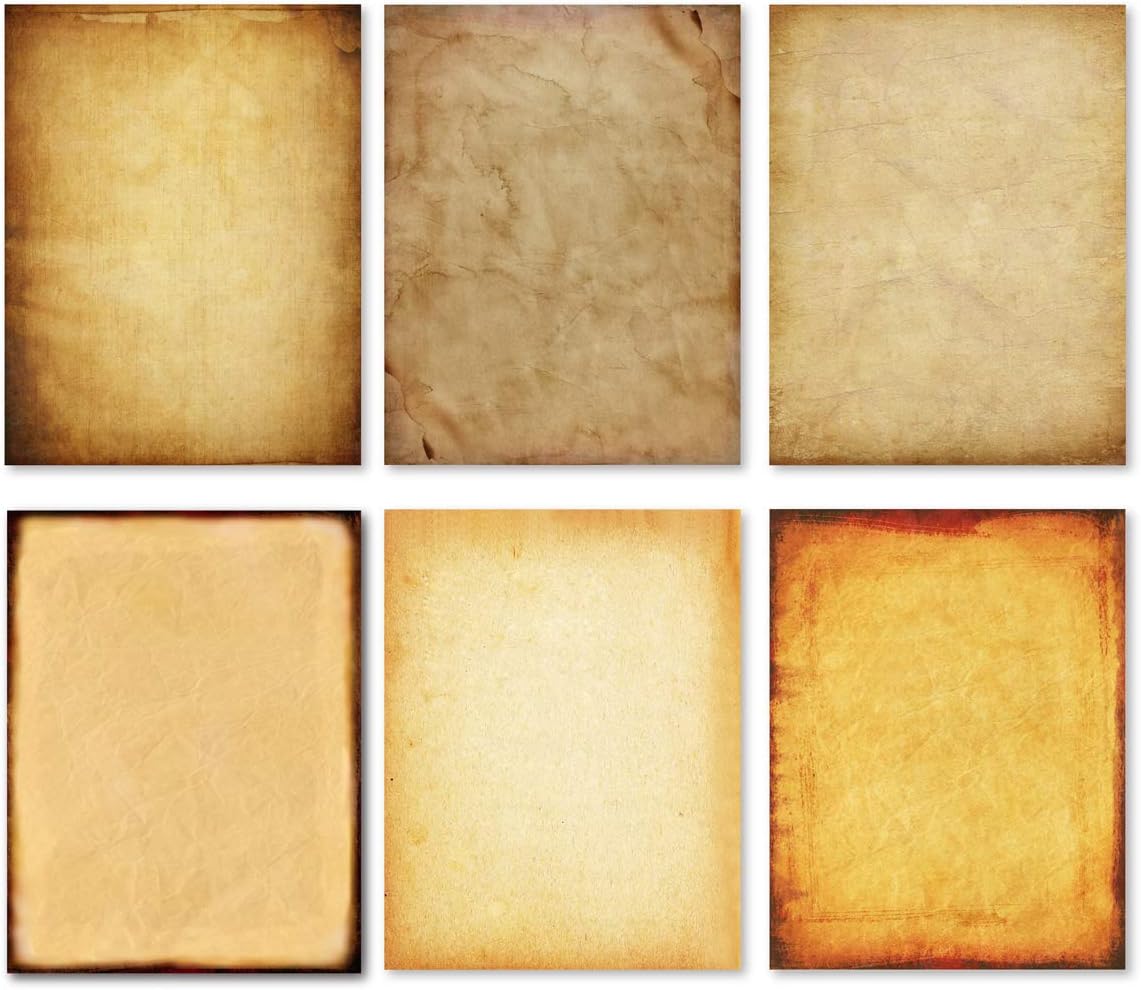 Stationery Paper - Old Fashion Aged Classic Antique & Vintage Assorted Design – Double-side Parchment Paper - Perfect for Certificate, Crafting, Invitations & other Art Projects - 8.5x11 Inches (120) : Office Products
