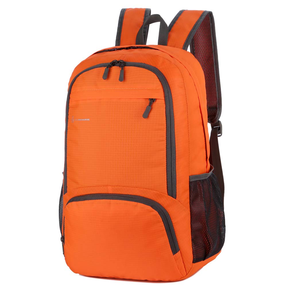 30L Backpack Foldable Waterproof Backpack High Capacity Ultralight Rucksack Sturdy Durable Daypack for Hiking Daypack Packable Camping Travel Outdoor Sport Knapsack for Men Women (orange1)
