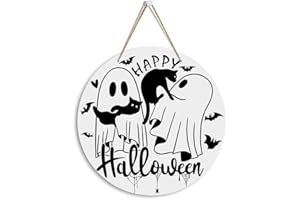 MIGUMUTU Horror Halloween Home Decor, Halloween Decorations Indoor, Happy Halloween Sign, Halloween Door Sign Wall Hanging Decor, Halloween Ghost Home Office Gaming Room Decor 12 X 12 lnch