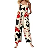 ADHOWBEW Womens Jumpsuit Valentines Outfits Dressy Casual Holiday Jumpsuit Overalls Cute Adjustable Strap