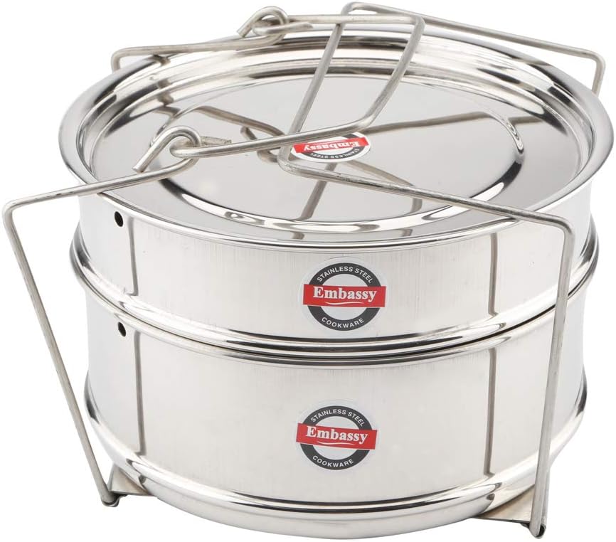 Embassy SS Cooker Separator Suitable for Hawkins Classic Inner-Lid Pressure Cookers, (Container Set with Lifter, Stainless Steel)