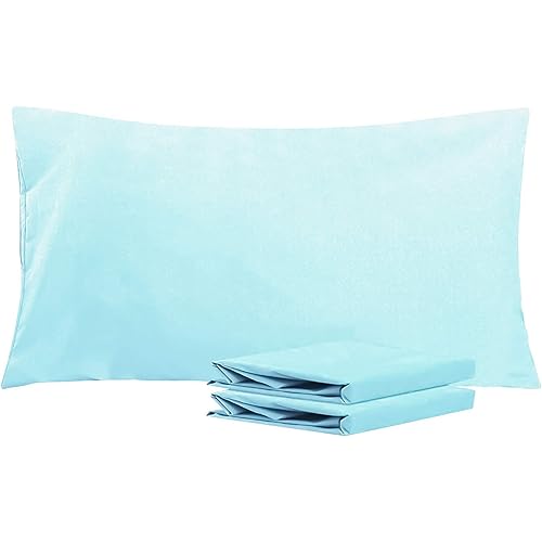 NTBAY King Pillowcases Set of 2, 100% Brushed Microfiber, Soft and Cozy, Wrinkle, Fade, Stain Resistant with Envelope Closure, 20 x 40 Inches, Aqua