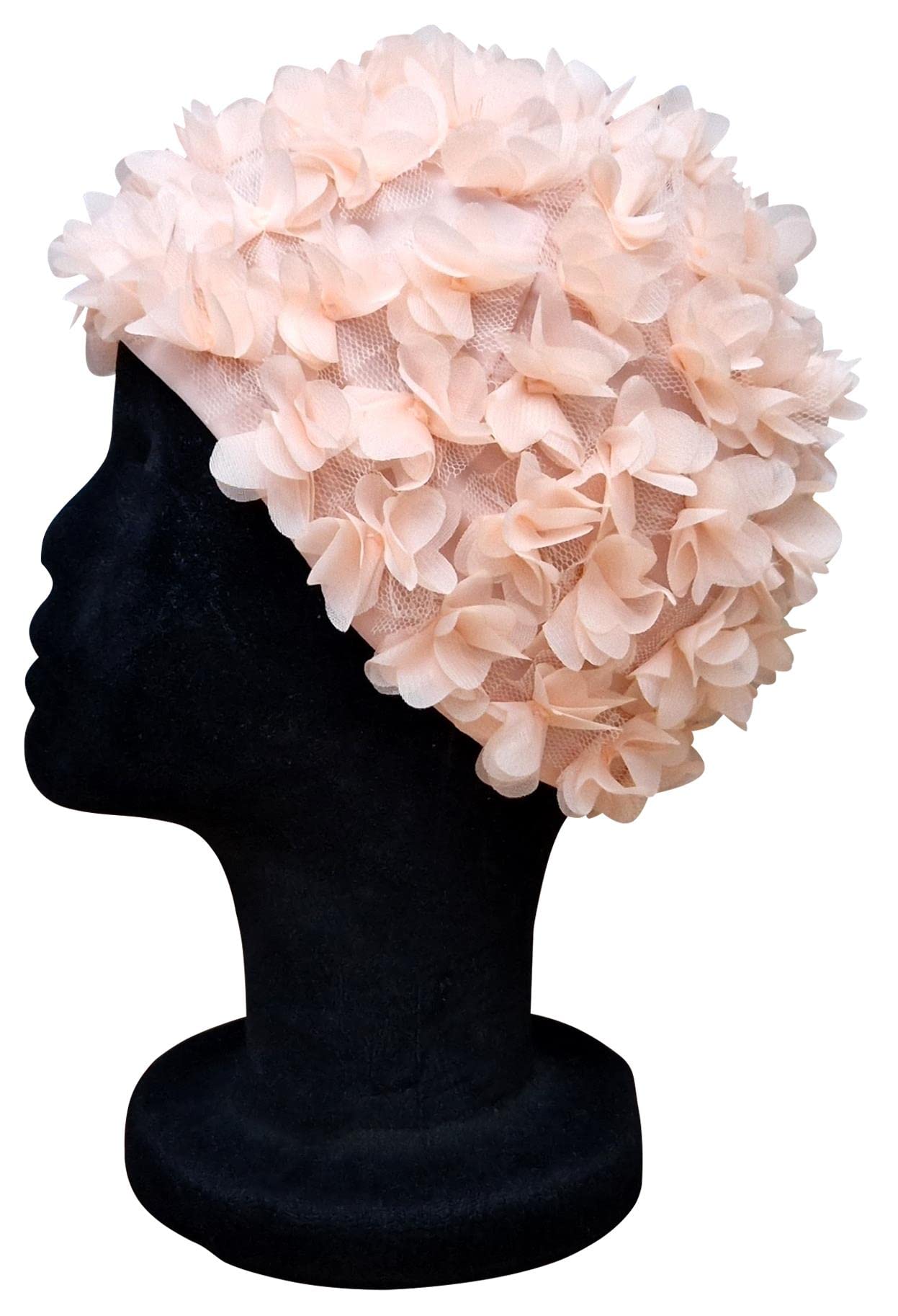 Blue Reef Virgo Floral Ladies Classic Retro 3D Flower Petal Plain One Colour Pretty Stylish Vintage Swimming Hat Swim Cap One Size Adults (Pale Peach)