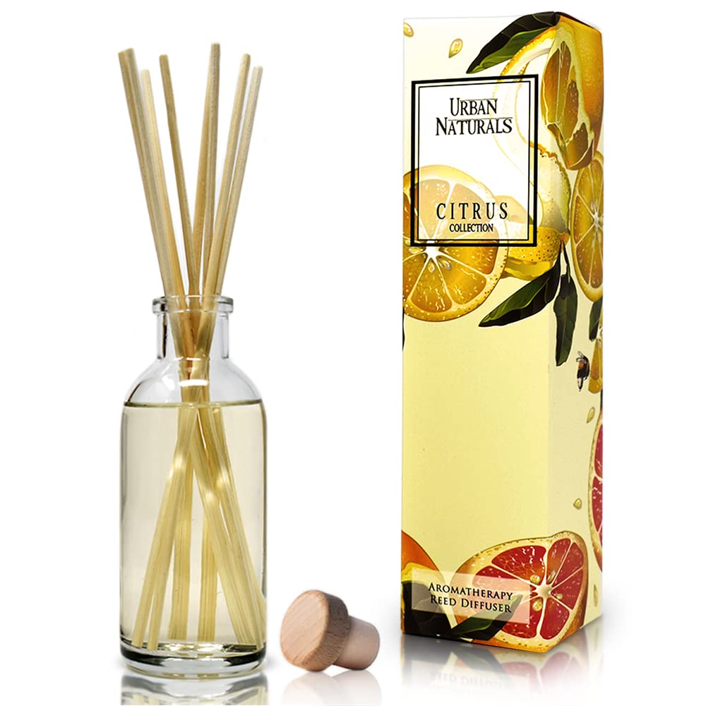Photo 1 of Urban Naturals Grapefruit Reed Diffuser Oil Set | with Bergamot Essential Oils & Tart Greens | Made in The USA
