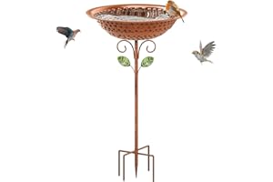 KHayRovies Metal Bird Bath for Outdoors Garden Birdbath Bowl, Standing Bird Feeders for Outside with 5 Prongs Base Stake, Fre
