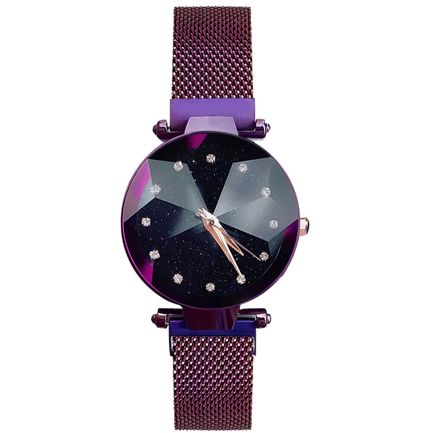 RORIOS Women Watches Analogue Quartz Watches Starry Sky Dial with Stainless Steel Mesh Band Fashion Dress Wrist Watch for Ladies Girls