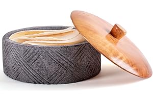 FESTMEX Genuine Handmade Mexican Volcanic Stone Tortilla Warmer, Heavy & Durable, Molcajete Style Tortilla Holder, Tortillero