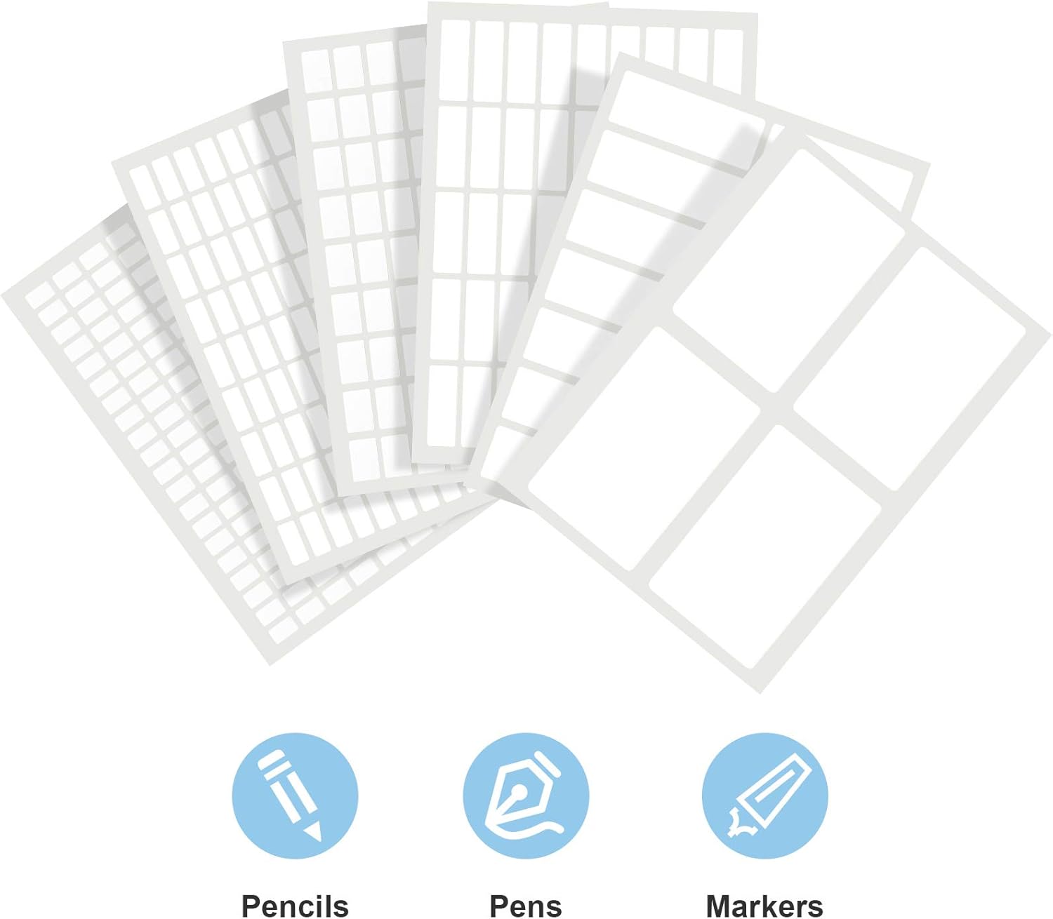 1723 Pieces Matte Labels Sticker Removable Rectangular Labels Writable Blank Adhesive Labels for Labeling and Organizing Small Items 6 Sizes Combination (White) : Office Products