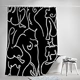 Nude Adults Shower Curtain, Black and White