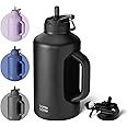 BOTTLE BOTTLE Insulated Water Bottle 64 oz with Straw and Dual-use Lid Half Gallon Jug for Men with Handle Vacuum Stainless Steel water bottle for Workout and Sports black