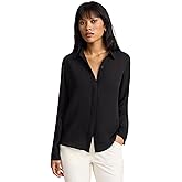 EXPRESS Women’s Relaxed Fit Portofino Shirt – Lightweight Crepe Long Sleeve Button-Up