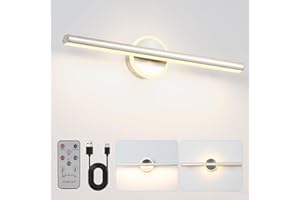 HUABRIDGE Picture Light, 16inches Battery Operated Art Light,Wireless Picture Wall Light with Remote,Rechargeable Picture Lamp for Painting,Gallery,Artwork,Portrait (Satin Nickel, 16inches)