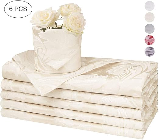 Amazon Eforcurtain ダマスクジャカード布ナプキン 防水ポリエステルマイクロファイバー生地ナプキン 結婚式 宴会 クリスマス ディナーパーティーの装飾に Set Of 6 イエロー テーブルナプキン オンライン通販
