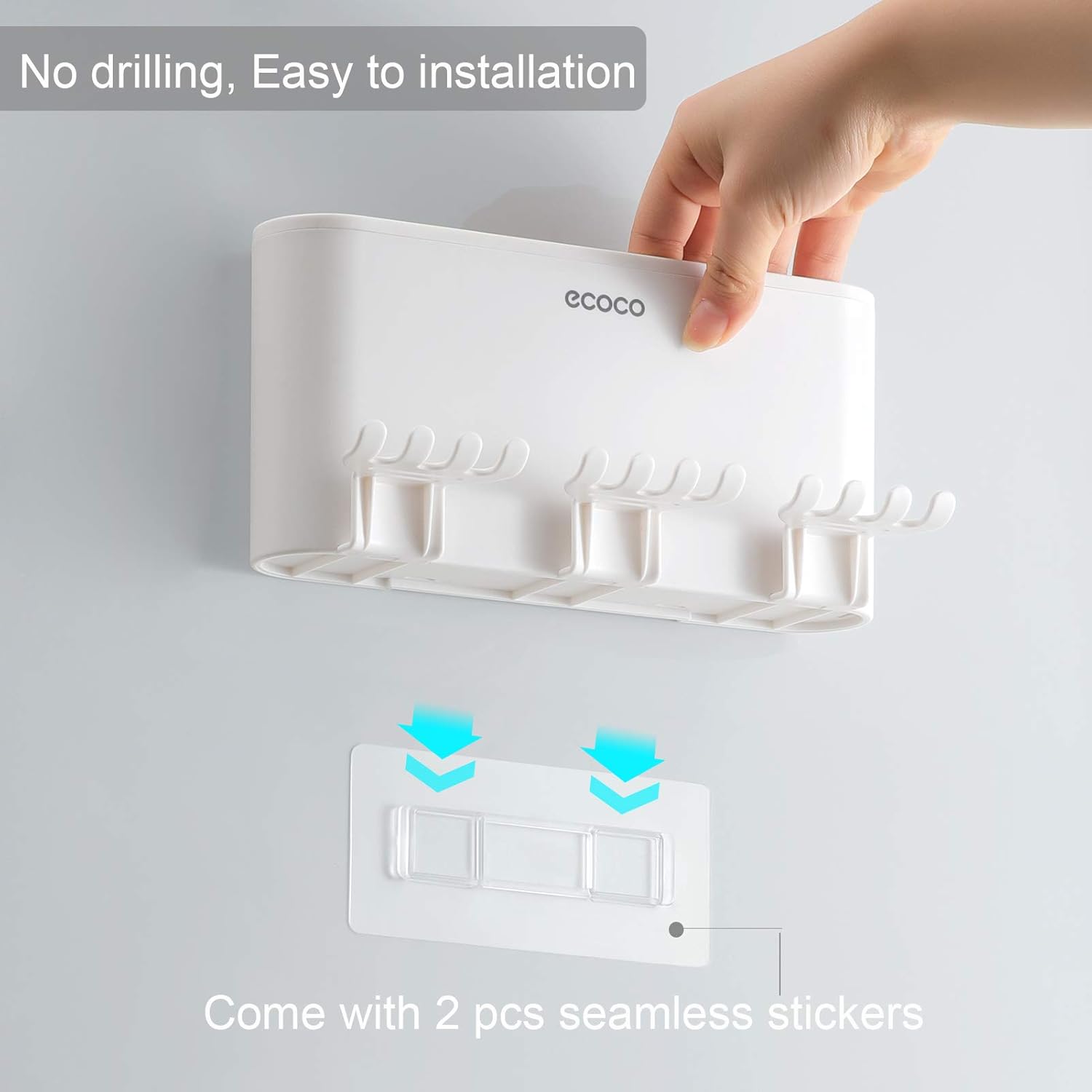 MOPMS Multifunctional Wall-Mounted Toothbrush Holder, Bathroom Space Saving Toothbrush Organizer - 4 Cups: Kitchen & Dining