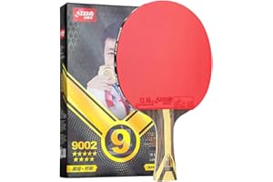 PPBIGU DHS 9 Star 9002/9006 Table Tennis Racket, Professional 5 Wood 2 ALC Offensive Ping Pong Paddle with Hurricane 3 Sticky Rubber (9002-FL-Longhandle)