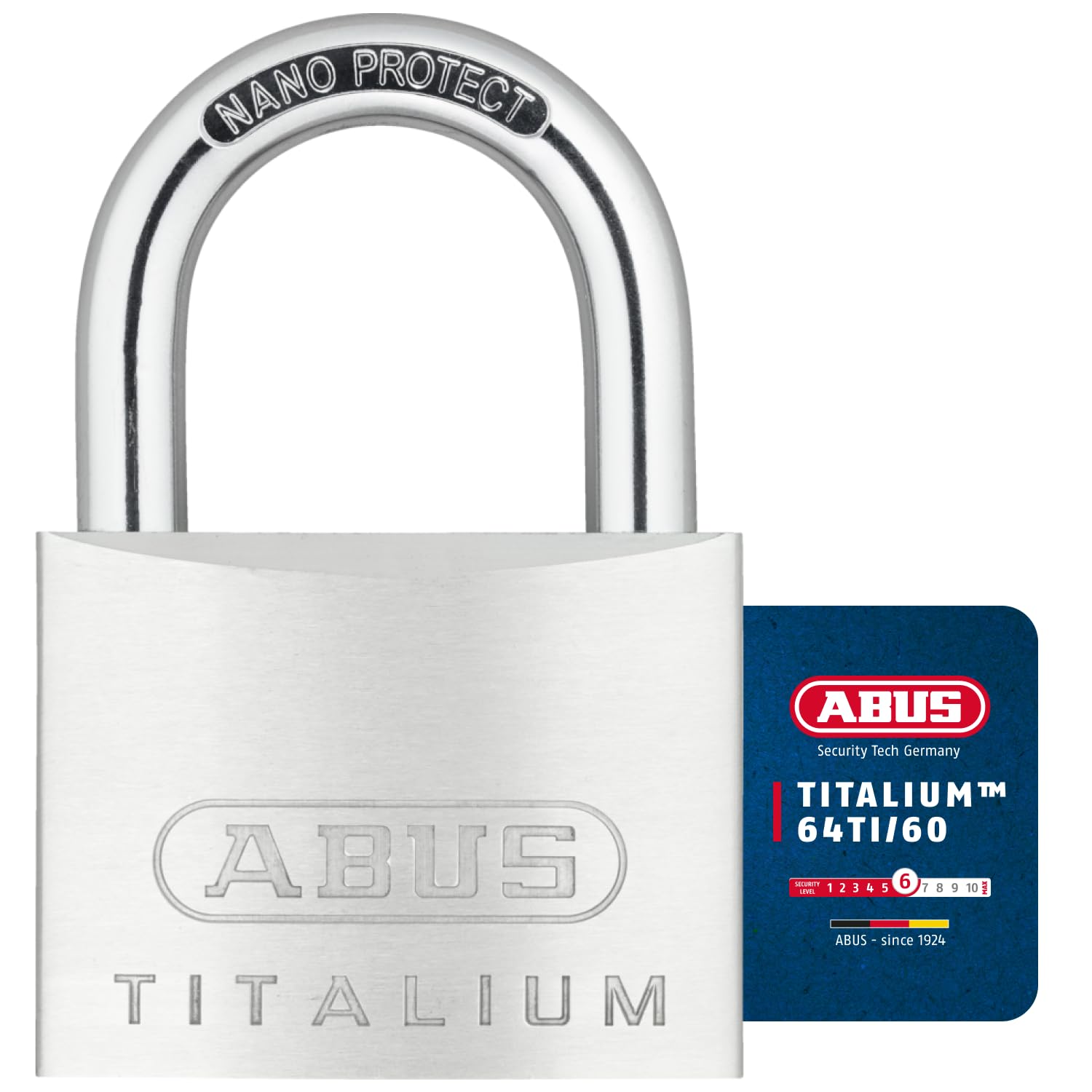 ABUS Titalium 64TI/60 Padlock - Basement Lock with Lock Body Made of Special Aluminium - Hardened Steel Shackle - ABUS Security Level 6