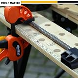 Tough Master Foldable Workbench 100 kg Portable Bamboo Top 4 Pegs Black Yellow view 5
