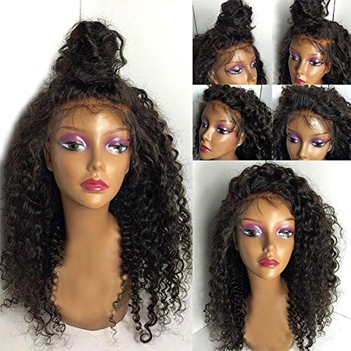 Eversilky Hair Deep Curly Brazilian Lace Front Wig Virgin Hair Glueless Full Lace Human Hair Wigs with Baby Hair Lace Front Wigs for Black Women (18 Inches, Lace Front Wig)