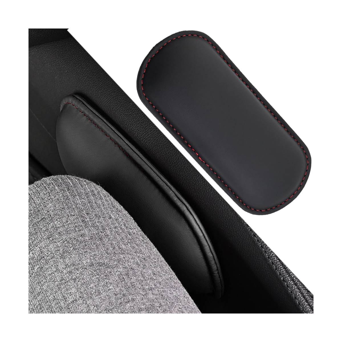 Photo 1 of Mandark Car Knee Cushion Pad, Leather Memory Foam Vehicle Door Armrest Pillow for Leg Elbow, Comfort Auto Interior Center Console Thigh Support Mat Accessories, Universal for Most Cars (Black/Red)