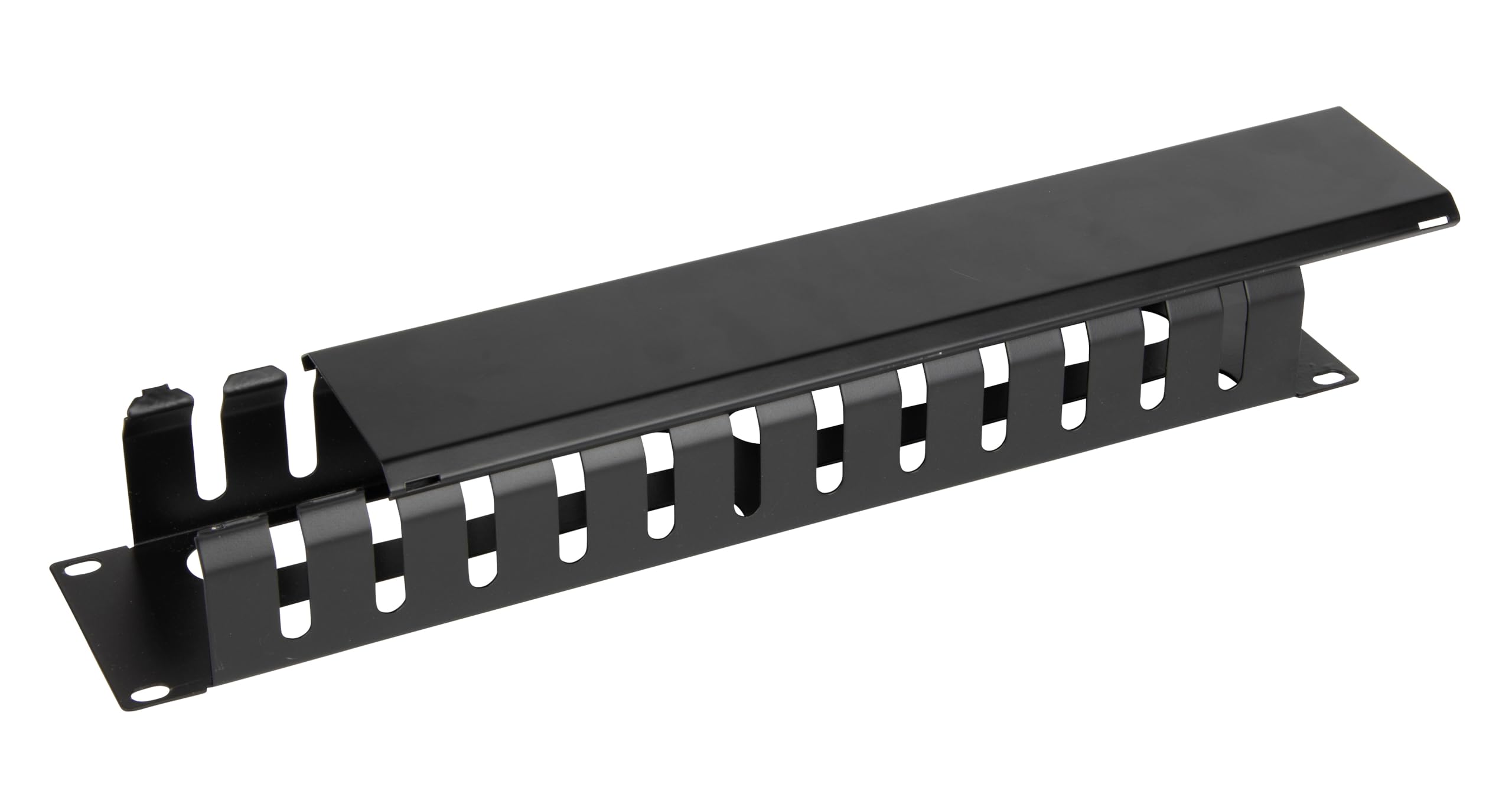 Labgear 2U Cable Management Panel 19 Inch Compact Cable Organizer with Vents for Wire Network Rack Wall Mount Shelf Mount, Black