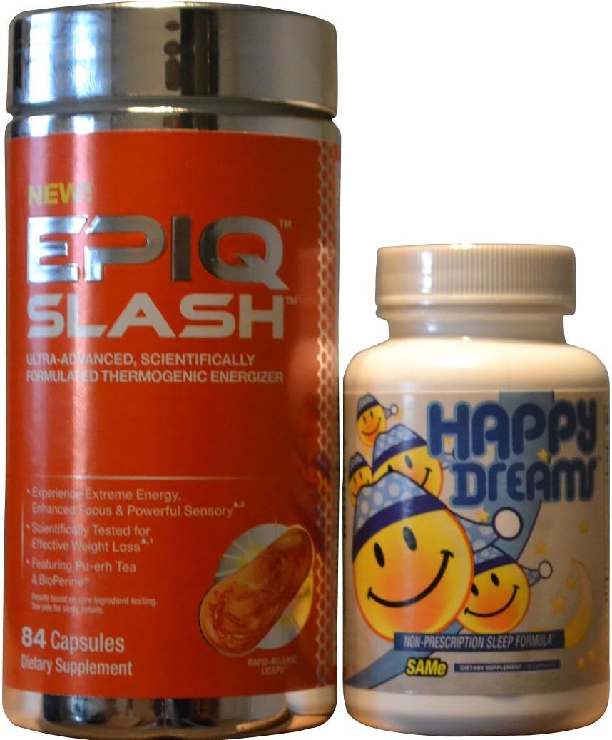 EPIQ Slash Thermogenic Fat Burner 84 Capsule Bundle with Brain Pharma Happy Dreams 30 Capsules
