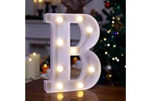 TRONSBOO LED Marquee Sign Light Up Letters, 26 Alphabet Light Up Letters Sign, Battery Powered LED Letter Lights for Night Light, Wedding, Birthday, Party, Christmas or Home Decor(Letter B, Warm White)