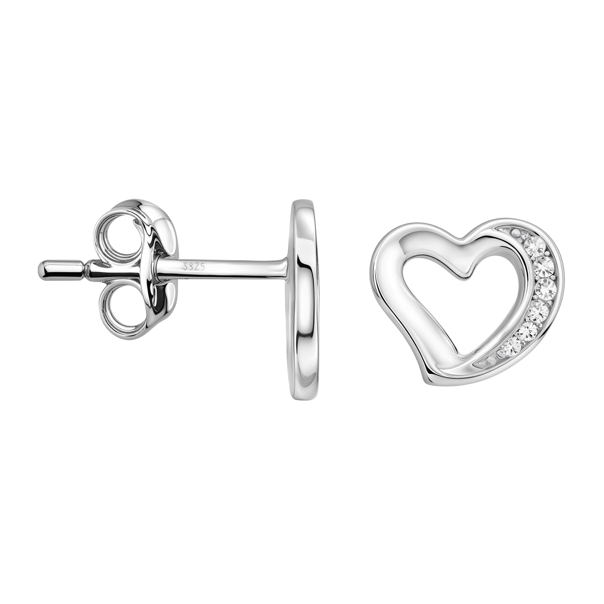 SOFIA MILANI - Women's Earrings 925 Silver - with Zirconia Stones - Heart Stud Earrings - 20850