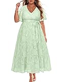 Sage Green Dress Plus Size Women 2025 Wrap V Neck