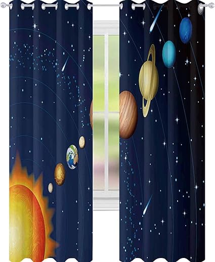 YUAZHOQI Cortinas opacas para dormitorio decoración del sistema solar