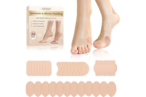 Taszoos Moleskin Adhesive Pads for Blisters & Feet - 36pcs Blister Bandages for Feet - Mole Skin for Blisters, Foot, Shoes, Toes, Heel - Blister Prevention for Walking, Running & Sports