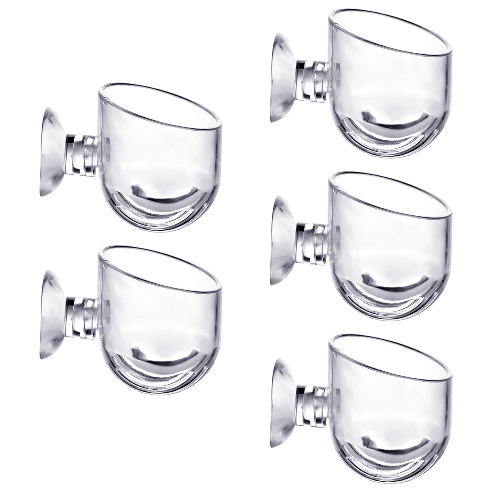 5 PCS Aquarium Plant Holder Suction Cups, Aquatic Plant Cup Pot Acrylic, Aquarium Feeding Bowl for Shrimp and Fish, Aquarium Red Worm Fish Feeder Round Bottom, 3.6 x 4 cm