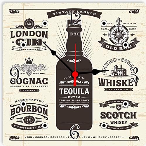 Elegant Wall Clock | Square & Analog | 23cm X 23cm | Wooden | Light Weight | for Bachelors, Booze Lovers, People Living in Hostels Without Glass