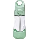 b.box 15oz Tritan Kids Water Bottle – Toddler Drink Bottle with Straw for School, Daycare, Travel w/Easy-Grip Triangular Design, Leak Proof Lid & Handle, BPA Free, Dishwasher Safe (Spearmint)