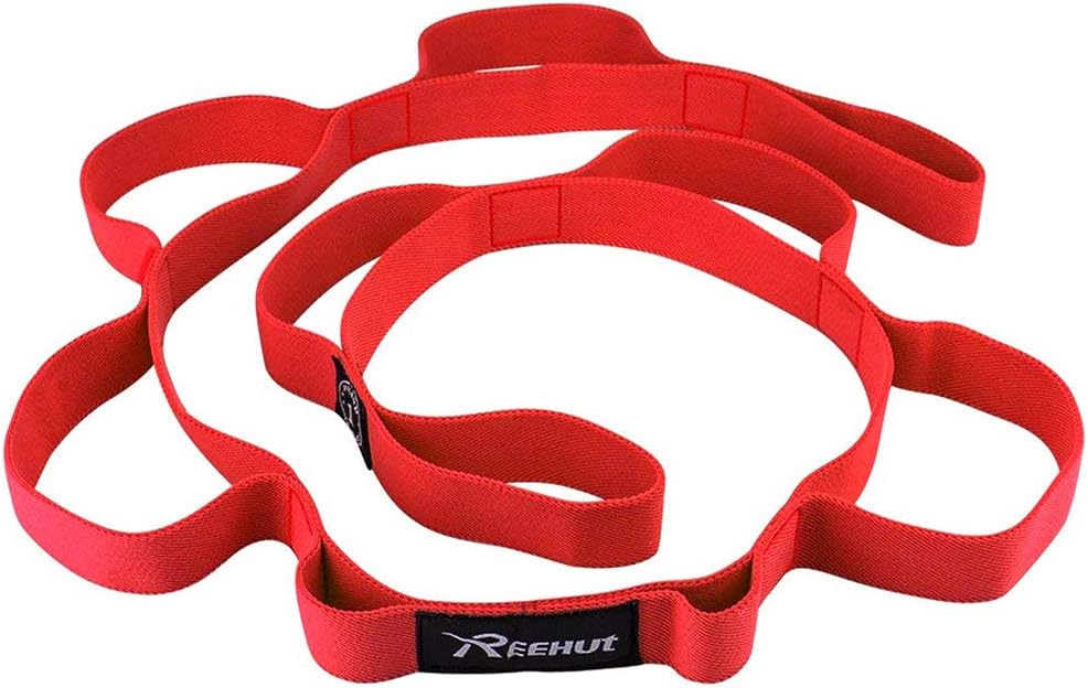 REEHUT Yoga Strap Stretch Straps - Exercise Elastic Stretching Strap for Athletic Trainers, Physical Therapists with 10 Loops, Ebook, Carrying Bag
