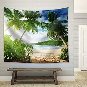 Palm Trees on Clear Tropical Beach - Fabric Tapestry, Home Decor - 51x60 inches