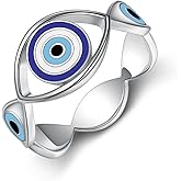 Evil Eye Sterling Silver Blue Ring - Lucky & Devil Eye Ring Jewelry Gift for Women