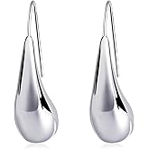 Teppdfann Silver Teardrop Pull Through Earrings – Modern Tear Drop Earrings for Women, Silver Minimalist Tear Drop Jewelry for All Occasions