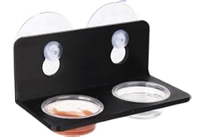 CRITTZOO Crested Gecko Feeding Ledge with 10PCS Gecko Food Water Dish - Black